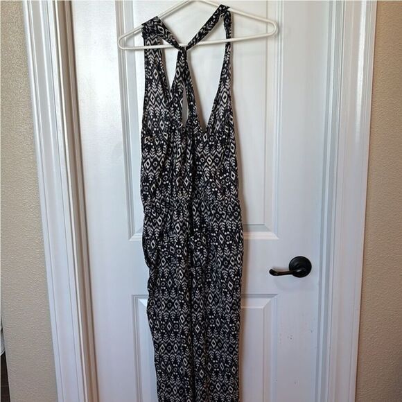 Ann Taylor LOFT Jumpsuit Women Size M Geo Print Twist Back Tapered Leg Faux Wrap - Picture 4 of 7